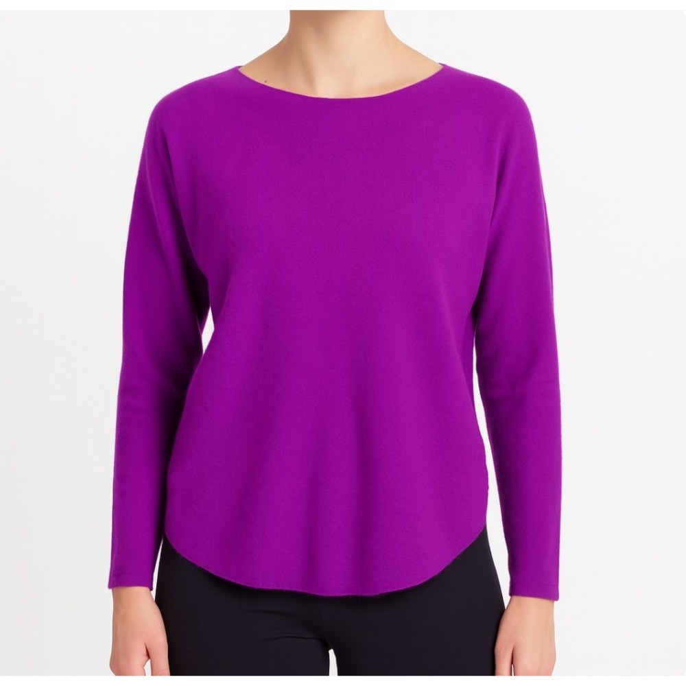 Vita Milano Magenta Haze Sweater Womens S Purple Knit Pullover Casual Minimalist